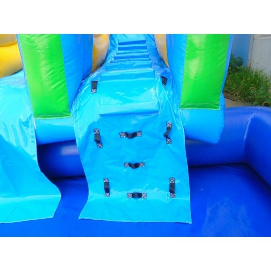 Custom Inflatable Water Parks Pool With Slide And Toys On Land